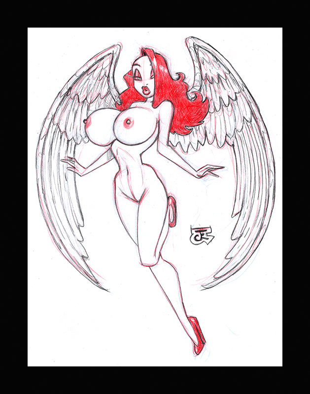 Jessica - The Angel (Original one of a kind) Drawing By Jeff Egli