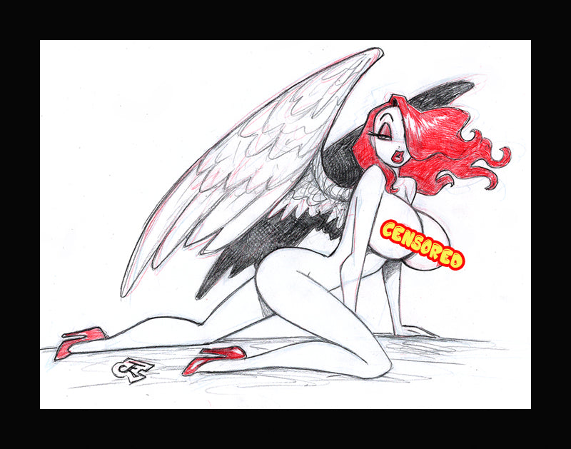 Jessica - The Fallen Angel (Original one of a kind) Drawing By Jeff Egli