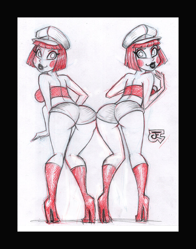 The Dee Dee Twins! (Original one of a kind) Drawing By Jeff Egli