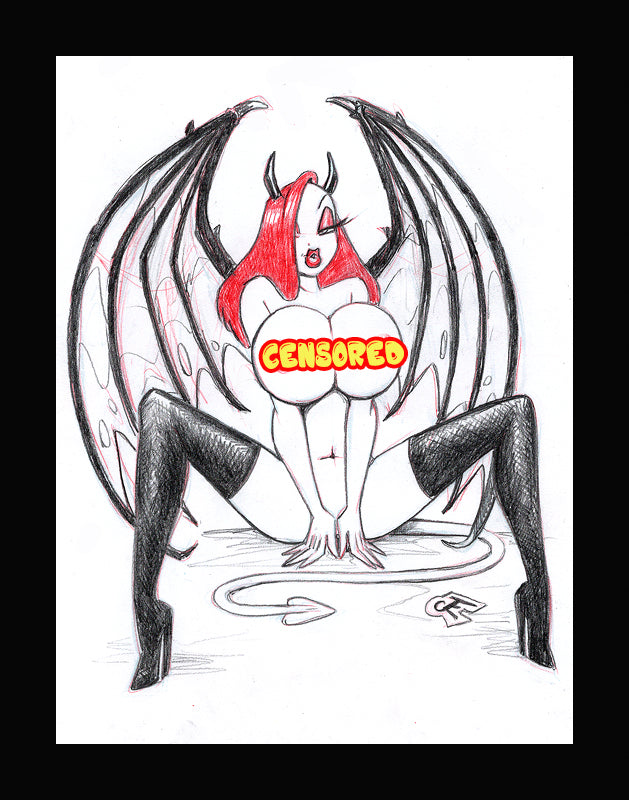 Devil Girl -Jessica Rabbit (Original one of a kind) Drawing By Jeff Egli