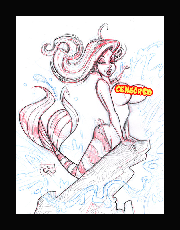 Goldie Splash Cover Concept (Original one of a kind) Drawing By Jeff Egli