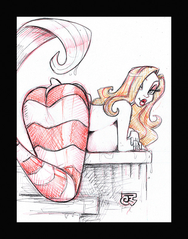 Goldie Fun in the Hot Tub Cover Art (Original one of a kind) Drawing By Jeff Egli