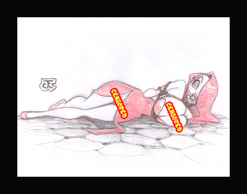 Trouble with Jessica Rabbit (Original one of a kind) Drawing By Jeff Egli