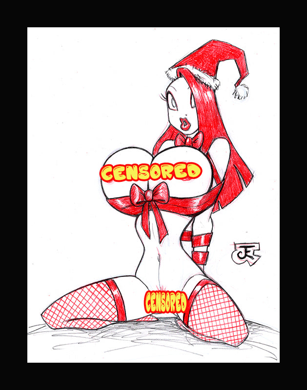 Time to open! Jessica Rabbit (Original one of a kind) Drawing By Jeff Egli