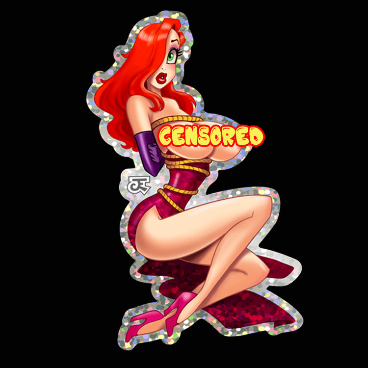 Jessica Tied Glitter Sticker and (Topless Variant)