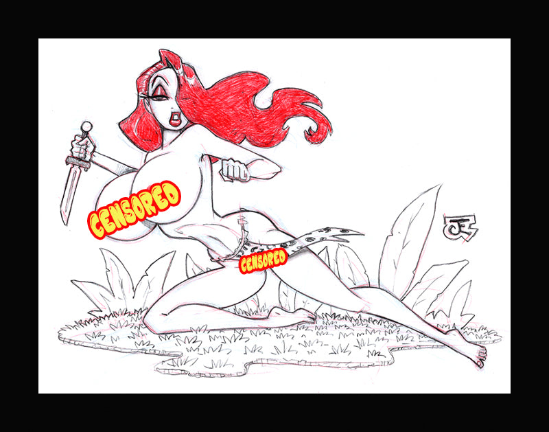 Jungle Girl Jessica Rabbit (Original one of a kind) Drawing By Jeff Egli