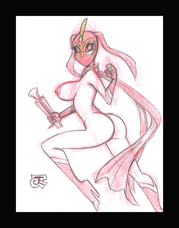 Kekko Kamen (Original one of a kind) Drawing By Jeff Egli