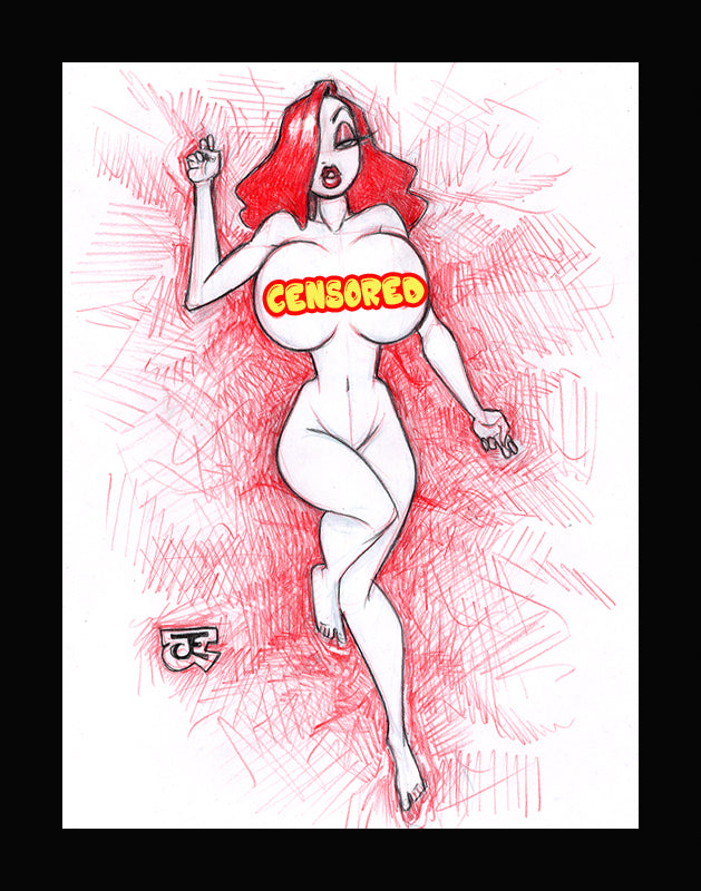 Jessica Rabbit - Just Laying Around (Original one of a kind) Drawing By Jeff Egli