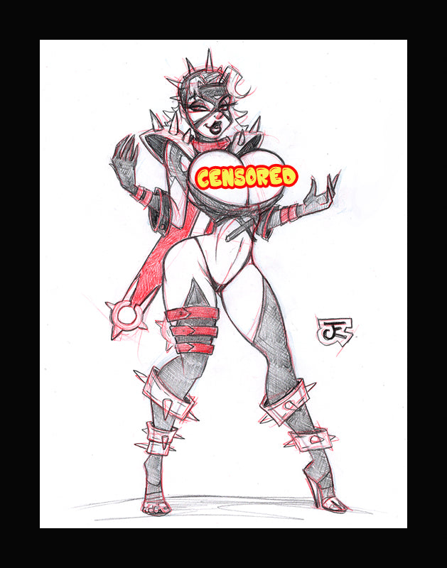 Malice Front View! - Invisible Woman (Original one of a kind) Drawing By Jeff Egli