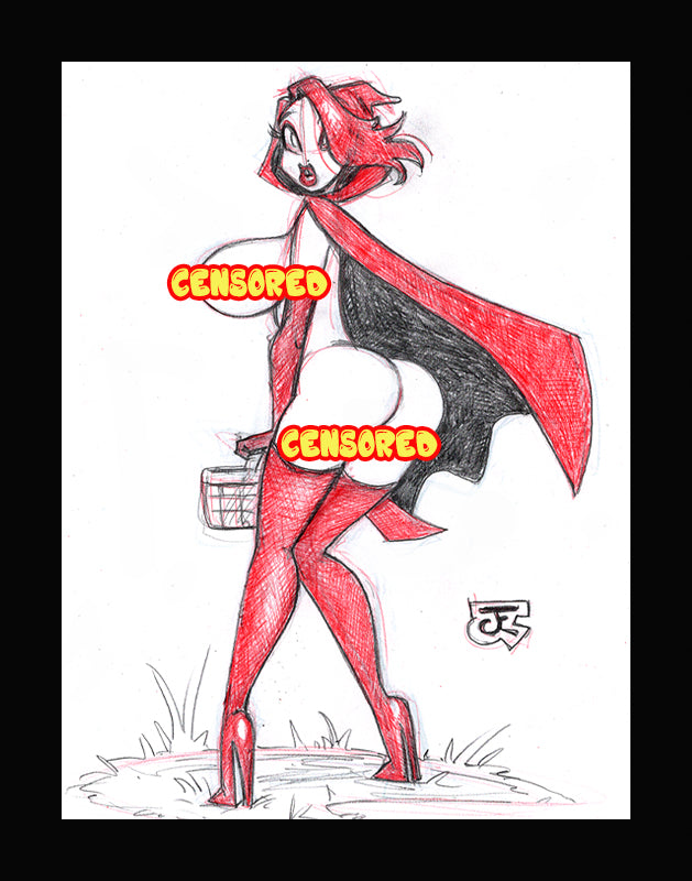 Red Hot Surprise!! (Original one of a kind) Drawing By Jeff Egli