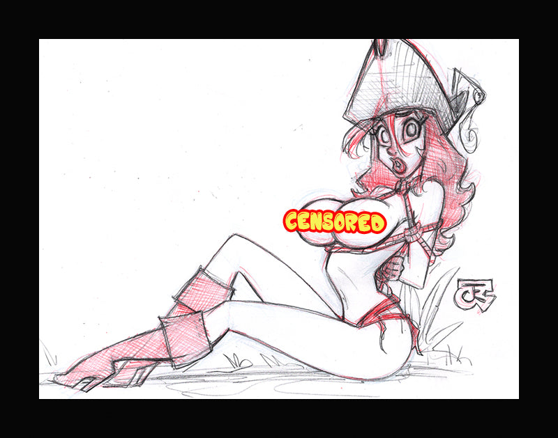 Saffron Cover Pinup! (Original one of a kind) Drawing By Jeff Egli