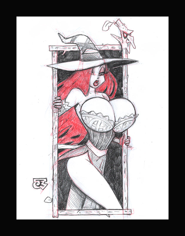 Sorceress Jessica! (Original one of a kind) Drawing By Jeff Egli