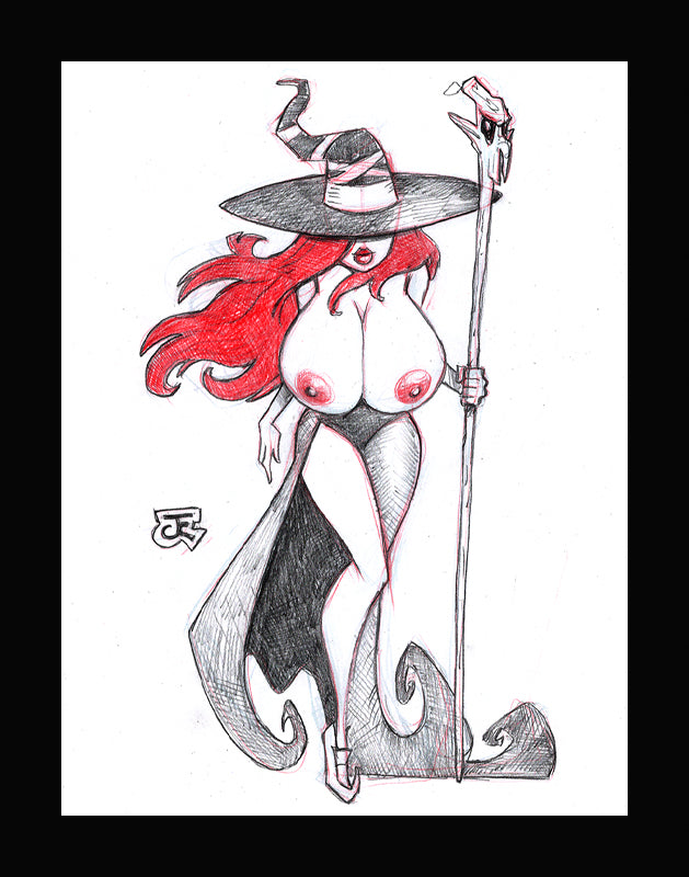 The Sorceress - Dragon's Crown (Original one of a kind) Drawing By Jeff Egli