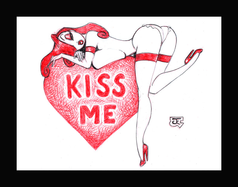 "Kiss Me" Jessica Rabbit (Original one of a kind) Drawing By Jeff Egli