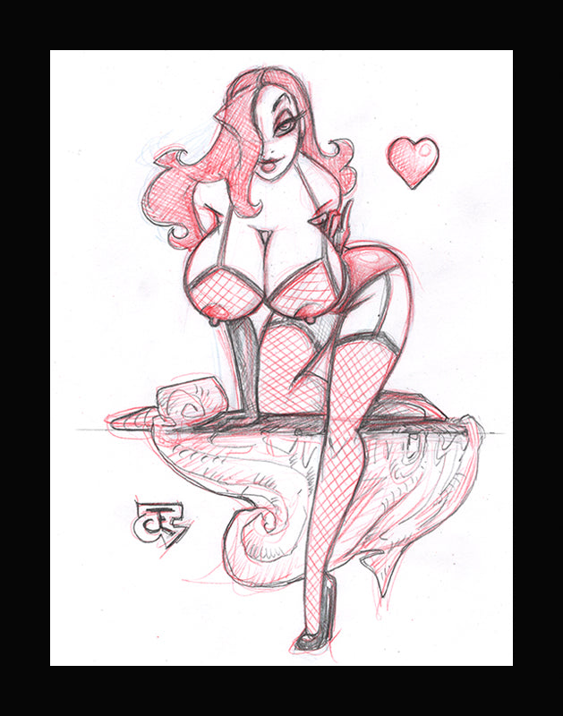 Valentines Jessica Sketch (Original one of a kind) Drawing By Jeff Egli