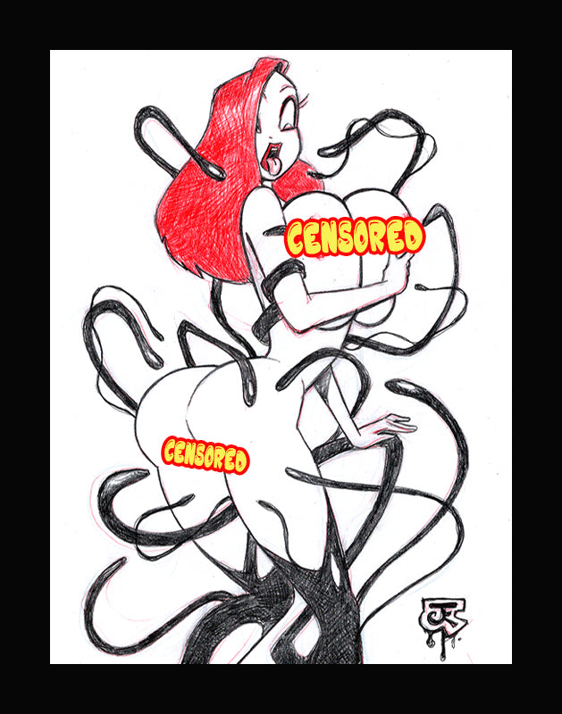 Venom Time -Jessica Rabbit (Original one of a kind) Drawing By Jeff Egli