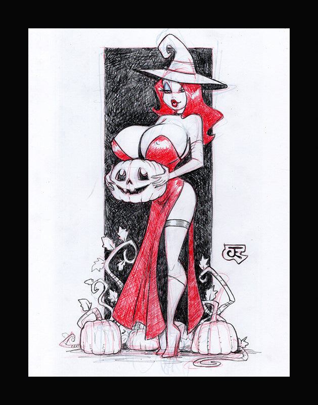 Witchy Jessica (Original one of a kind) Drawing By Jeff Egli