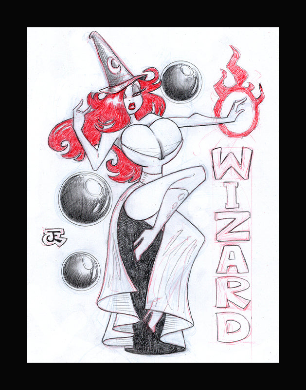 Jessica Pinball Wizard! (Original one of a kind) Drawing By Jeff Egli