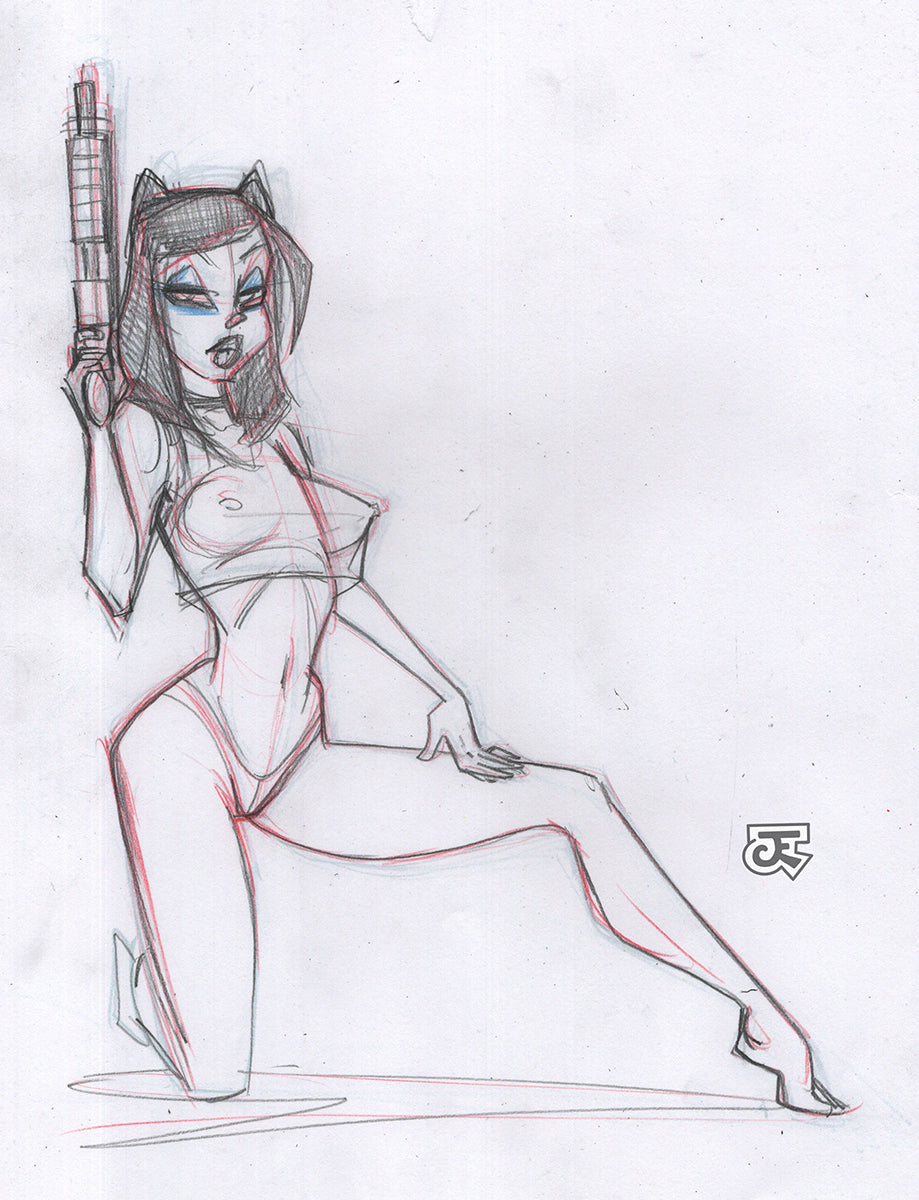 Ergo Proxy 3 piece set! (Original one of a kind) Drawing By Jeff Egli