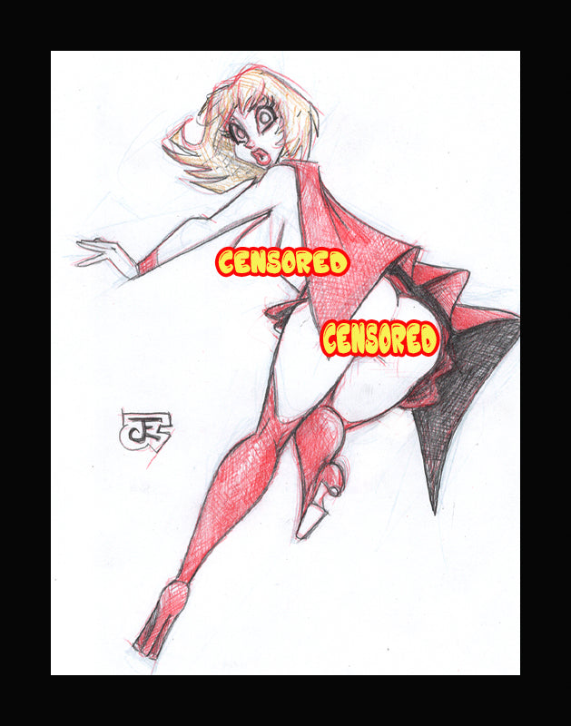 Supergirl Booty Sketch (Original one of a kind) Drawing By Jeff Egli