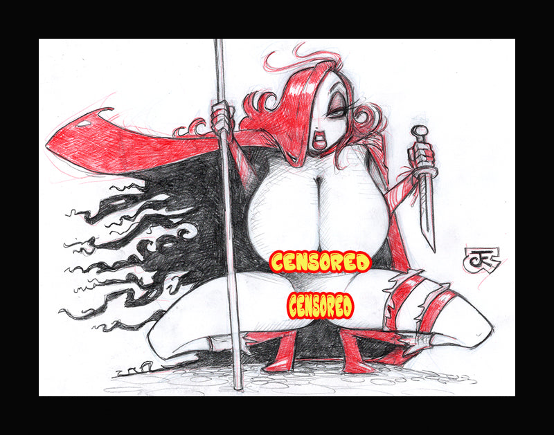 Post Apocalyptic Jessica Rabbit III (Original one of a kind) Drawing By Jeff Egli
