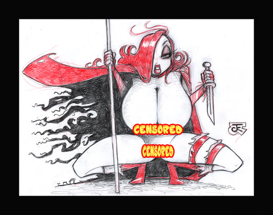 Post Apocalyptic Jessica Rabbit III (Original one of a kind) Drawing By Jeff Egli