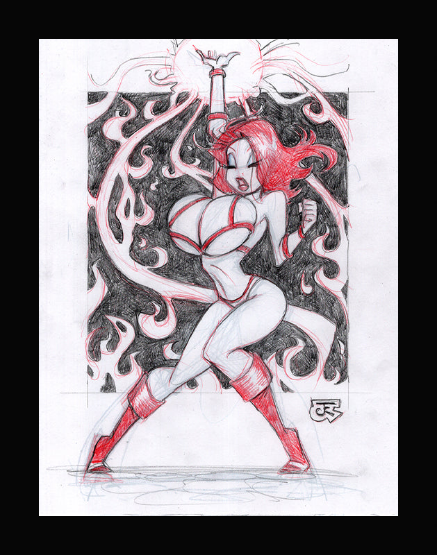 Tyris Flare Jessica Rabbit! (Original one of a kind) Drawing By Jeff Egli