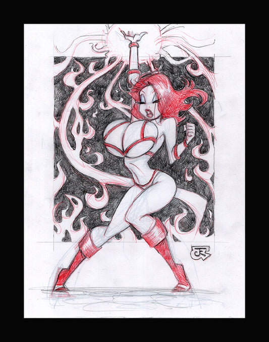 Tyris Flare Jessica Rabbit! (Original one of a kind) Drawing By Jeff Egli