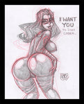 The Baroness Butt-Sketch (Original one of a kind) Drawing By Jeff Egli