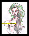 Beetle Lady Sketch (Original one of a kind) Drawing By Jeff Egli