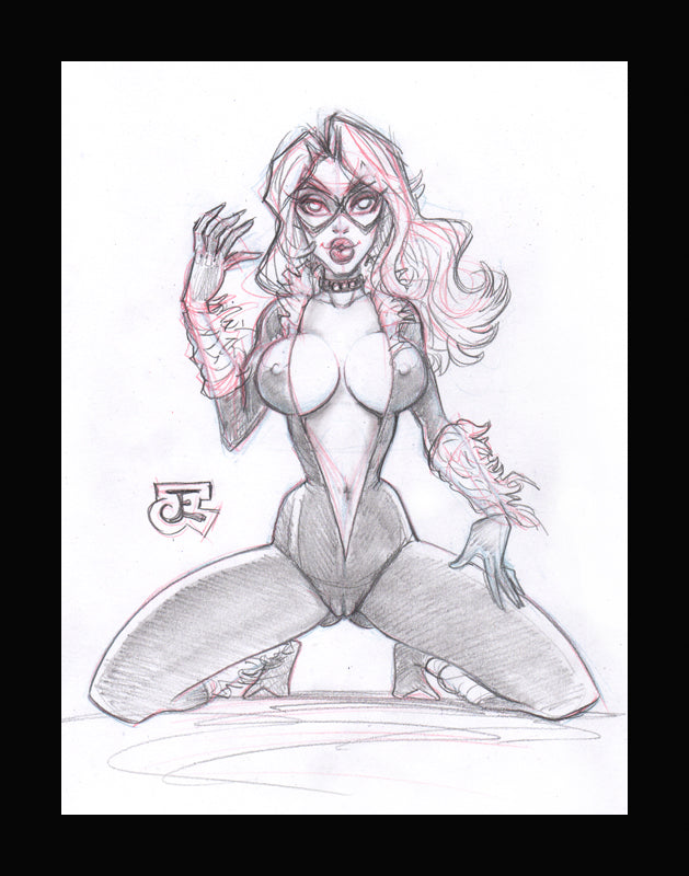 Black Cat (Original one of a kind) Drawing By Jeff Egli