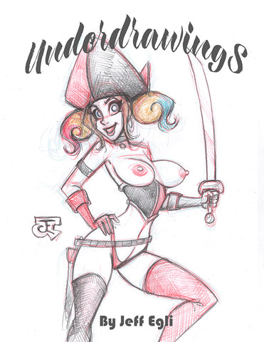 Underdrawings -The Blue Sketchbook by Jeff Egli with COMMISSION drawing. Limited to 5!