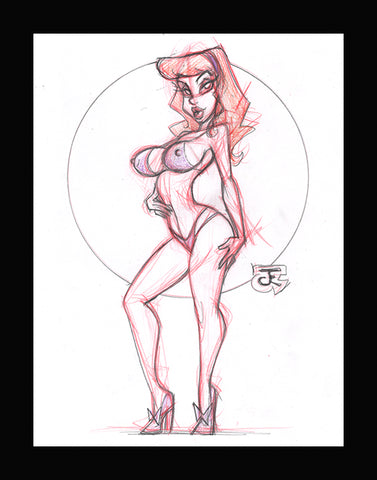 Bikini Daphne Sketch (Original one of a kind) Drawing By Jeff Egli