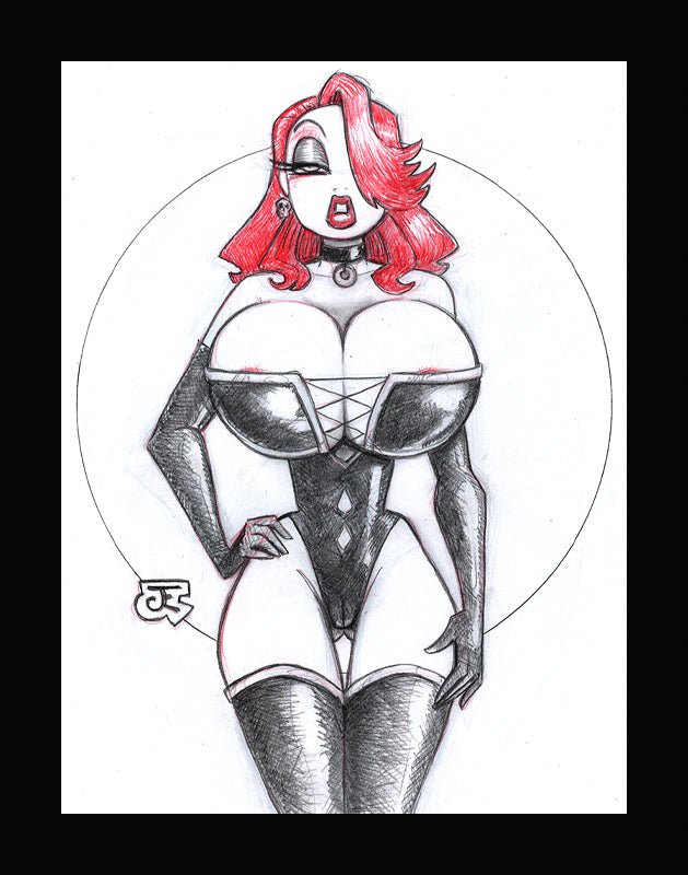 Jessica Red Queen! (Original one of a kind) Drawing By Jeff Egli