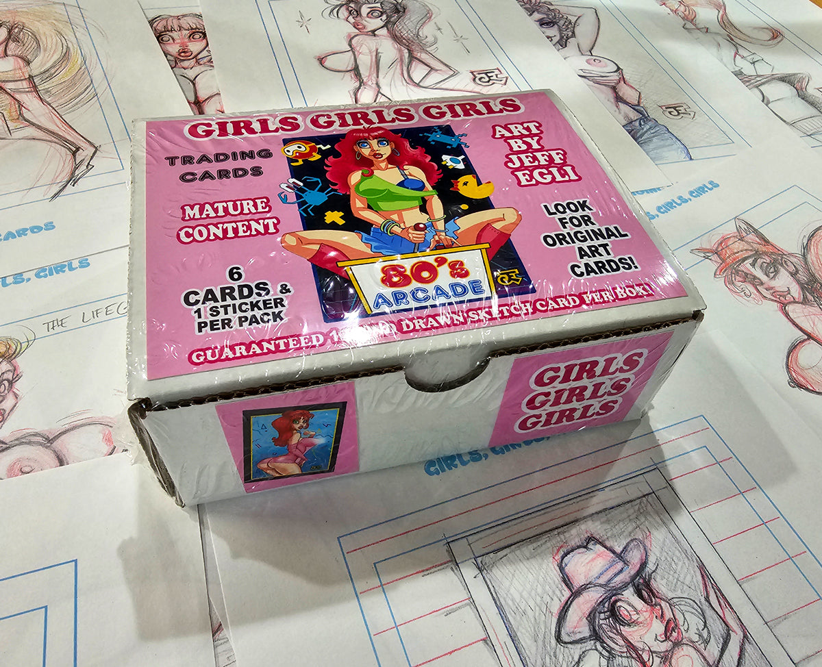 Girls, Girls, Girls (NUDE) trading card boxes by Jeff Egli