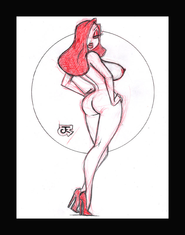 Classic Jessica Rabbit (Original one of a kind) Drawing By Jeff Egli