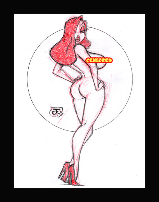 Classic Jessica Rabbit (Original one of a kind) Drawing By Jeff Egli