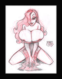 Jessica Busting Out Sketch (Original one of a kind) Drawing By Jeff Egli
