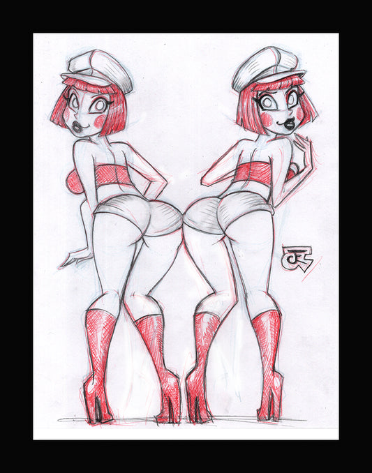 The Dee Dee Twins! (Original one of a kind) Drawing By Jeff Egli