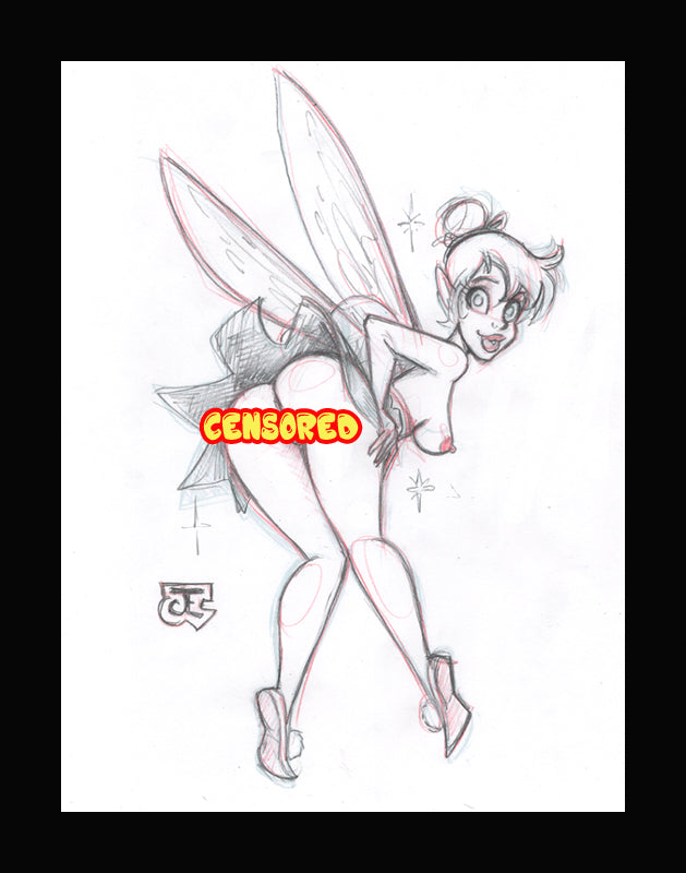 Flirty Tink! (Original one of a kind) Drawing By Jeff Egli