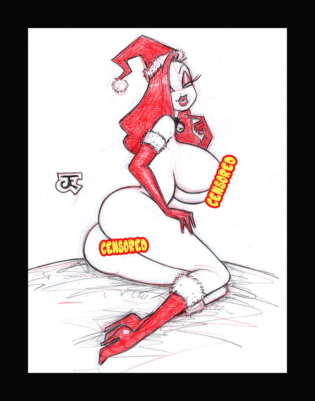 Ring The Bell - Jessica Rabbit (Original one of a kind) Drawing By Jeff Egli