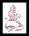 Jessica Red Dress Booty Sketch (Original one of a kind) Drawing By Jeff Egli