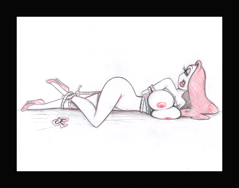 Jessica Rabbit Time (Original one of a kind) Drawing By Jeff Egli