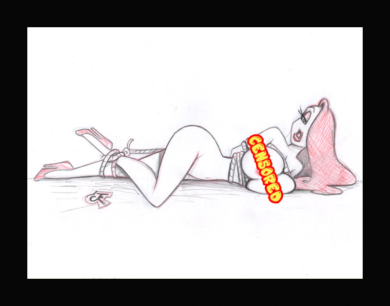 Jessica Rabbit Time (Original one of a kind) Drawing By Jeff Egli