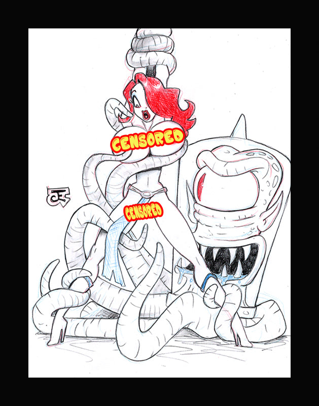 Jessie Star Vs Kodos! (Original one of a kind) Drawing By Jeff Egli