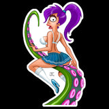 Tentacle Space Gal Sticker and (Topless Variant)