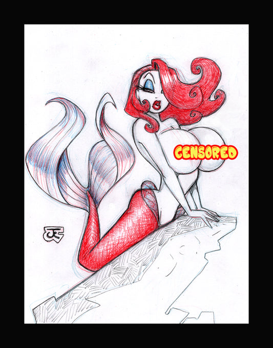 MerMay #1 Jessica Rabbit (Original one of a kind) Drawing By Jeff Egli