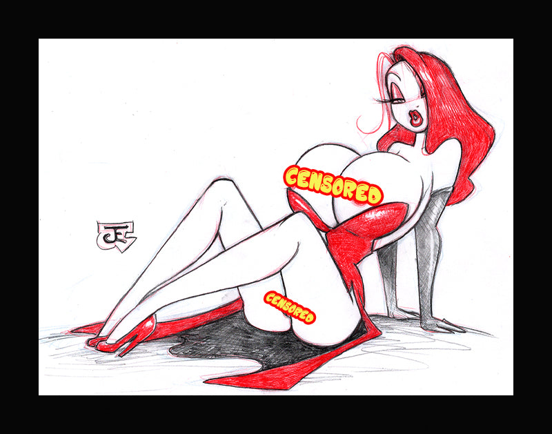 Opps! Jessica Rabbit (Original one of a kind) Drawing By Jeff Egli