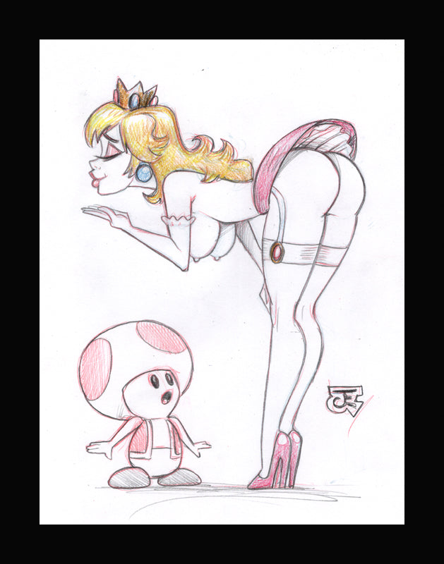 Princess Peach's Kiss (Original one of a kind) Drawing By Jeff Egli