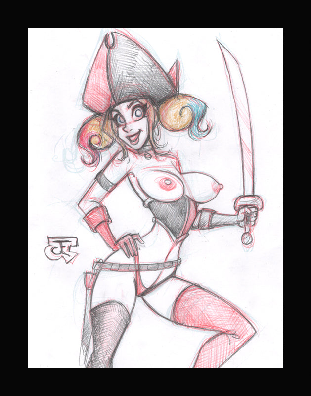 Harley The Pirate Sketch (Original one of a kind) Drawing By Jeff Egli